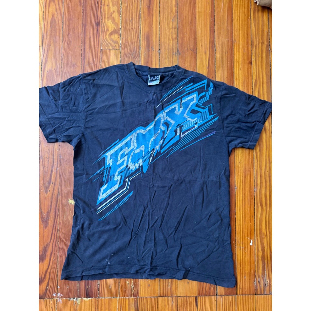 Fox Racing Mens Graphic T-Shirt Black Blue Silver Logo Motocross Tee Medium
